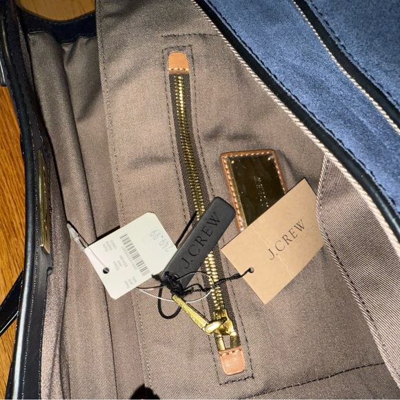 J. Crew Navy Blue leather and suede women purse/ briefcase. - Picture 2 of 5